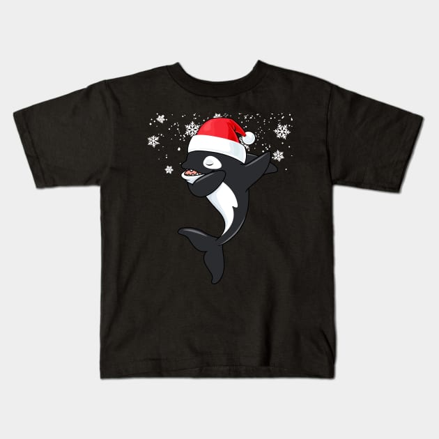 Orca Christmas Dabbing Kids T-Shirt by DARSHIRTS